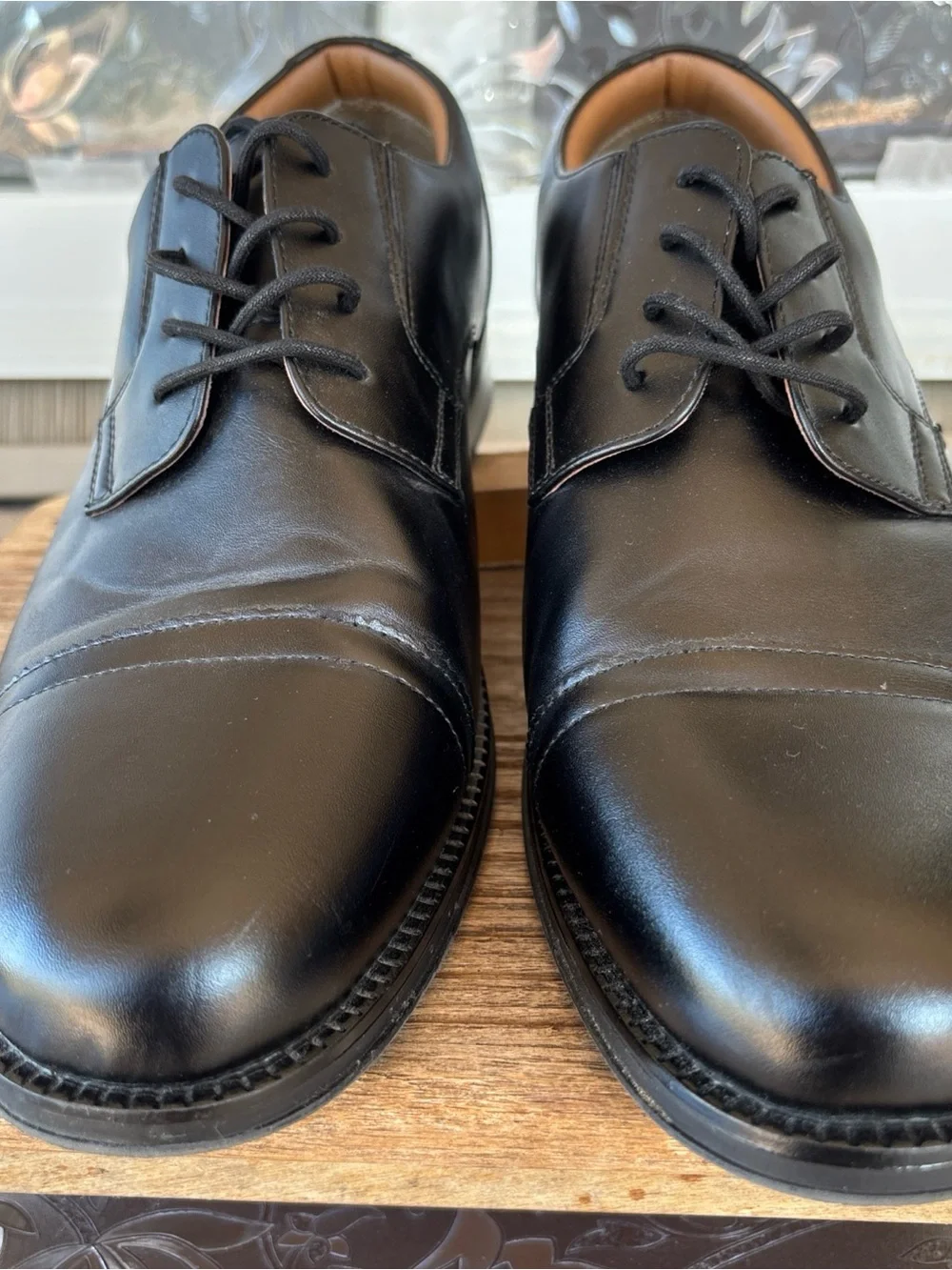 George Black Leather Cap-Toe Derby Shoes Men’s 12 Wide
